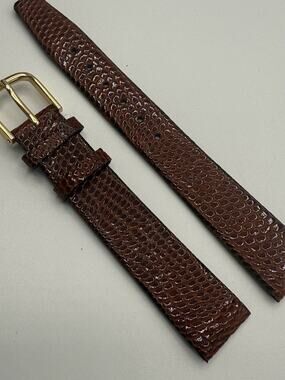16mm Kreisler Tan Genuine Lizard NOS Vintage Watch Band & Gold-Tone Buckle